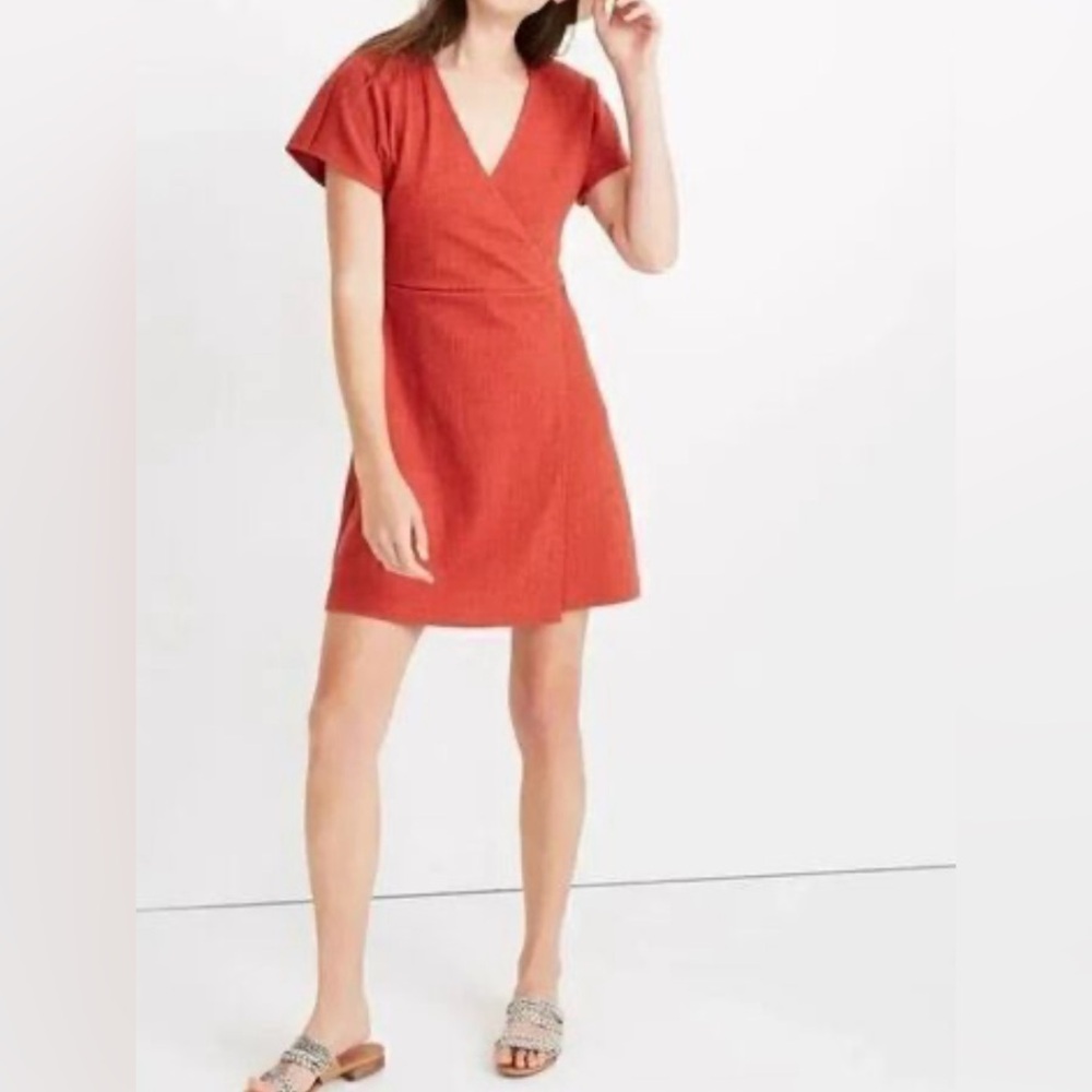 Madewell Rust Orange Cross-front Dress